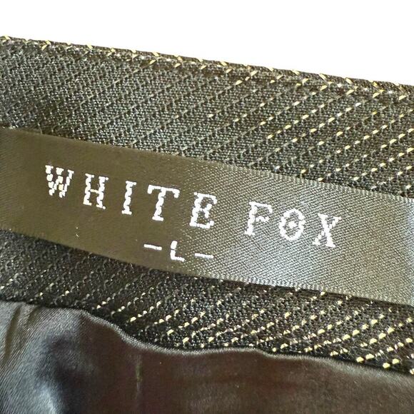 White Fox Silver Sequin Pants Back Zipper Stretch Large Shiny Holiday Maximalism - Picture 4 of 9